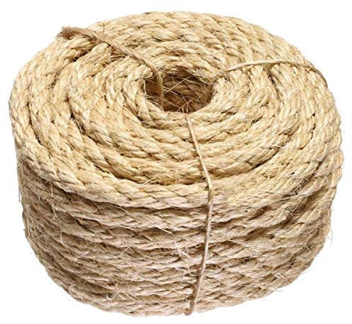 ATERET Sisal Rope I Natural Fiber Twisted Sisal Rope I 3/8 inch x 100 feet I Multipurpose, Lightweight, Weather-Resistant Rope for Indoor/Outdoor Use, Rugs, Marine, and DIY Projects (1-Coil)