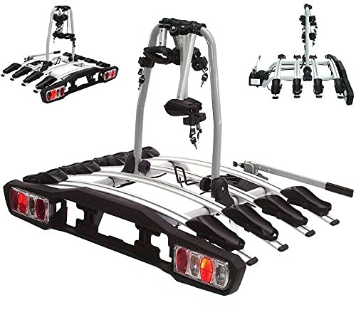 Portabici per 4 biciclette, 60 kg, gancio di traino, pieghevole, 58001, portabici