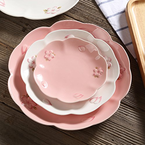 luckxuan Plato de Pasta Cena Placas Conjunto Plato de cerámica Placa Pasta Placa Postre Microondas Safe Weaver Set Platos Llanos (Color : 25CM Big White)