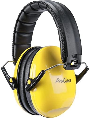 ProCase Gehörschutz Kinder Lärmschutz Kopfhörer Ohrenschützer Hörschutz NRR 21dB Kapselgehörschutz 3-12 Kinder Schallschutz Kopfhörer Faltbar mit verstellbar Kopfbügel Noise Cancelling -Gelb