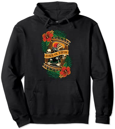 American Traditional Tattoo Old School Flash Skull Sanduhr Pullover Hoodie