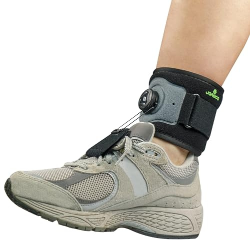 JOMECA Drop Foot Brace with Reel-Adjust Dorsiflexion Drop Foot Support Lifting Up Foot Drop Brace for Walking with Shoes for Foot Drop Cause by ALS,MS,Stroke,Diabetic Neuropathy AFO Fit Women & Men (1, Gray-Black)