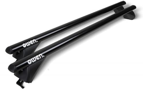 Barres de Toit transversales Noires I Owen 3.0 I Porte Bagage Voiture I Aluminium I 120 cm I Rails fermés I Jusqu'à 90 kg I Universelle I Galerie de Toit