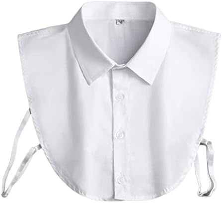 OXFUZZ Mens Office Formal Detachable Dickey Blouse Simple Solid Color Button Down False Collar Business Basic Layering Lapel Half Shirt Clothing Accessories Dickey