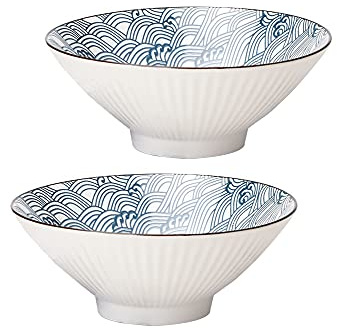 Dsztxv Lot de 2 bols à ramen japonais en céramique - Capacité de 1 000 ml - Convient pour les nouilles, les céréales, les fruits et les soupes - Passe au lave-vaisselle et au micro-ondes - Pour homme