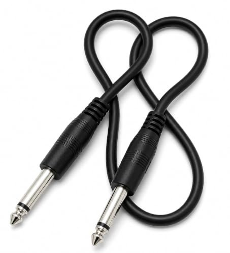 DRUT 50cm 6.35mm 1/4 TS Mono Jack to Jack Plug Lead for Guitar | Amplifiers, Music Instruments, Speakers, Microphone Cable Straight Ends, Black 1.6ft