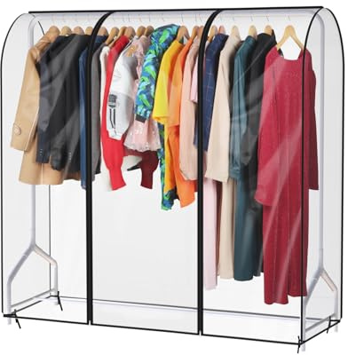 Syeeiex 5ft Transparente Kleiderständer Abdeckung Mit 2 Starke Reißverschluss Große Kleiderbügel schutzhülle Staubdicht Garment Abdeckung für Kleiderständer 152cm