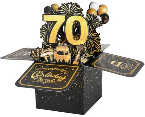 BOFUNX Geburtstag Karte zum 70. Geburtstag Pop up 3D Happy Birthday Grußkarte Geburtstagskarte Kreative Geburtstagsgeschenk für Familie und Freunden
