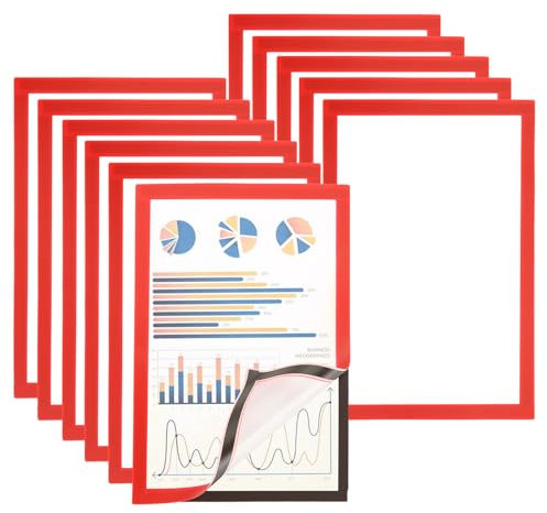 APACALI 15PCS A4 Magnetic Picture Frame, Self Adhesive Magnetic Photo Frames, Red Magnetic Display Frame, A4 Magnetic Frame for Paintings, Photos, Notices, Certificates, Poster