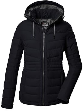 killtec Mujer Chaqueta acolchada con capucha con cremallera/chaqueta funcional repelente al agua KOW 10 WMN QLTD JCKT, schwarz, 46, 41807-000