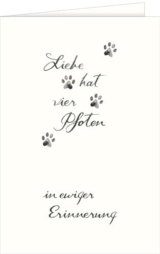 Hanra Trauerkarte mit Tatzen und Text, Hund, Haustier, Pfotenglück, Trauerkarte, 11,5x17 cm, Tier, Tier Trauer, Tier Trauerkarte