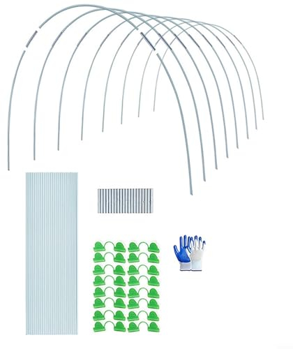 WIIYENA Gartenreifen für Hochbeete, Garten-Reifen, Gewächshausrahmen, Pflanzentunnel, Fiberglas-Stützreifen für Garten, Hof, DIY-Pflanzenstütze (4 Stangen, 12 Bogen)