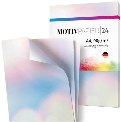 Einladungskarten Manufaktur Hamburg 60 Blatt Briefpapier Set beidseitig bedruckt Motivpapier Papier A4 Druckerpapier 90g/m² Rosa Blaue Wolken Himmel Bastelpapier Basteln Modern Edel