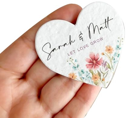 Personalisierbare herzförmige Kartenanhänger, pflanzbares Wildblumensamenpapier, herzförmig, umweltfreundlich, biologisch abbaubar, Papiergeschenke, Hochzeit, Gedenken, Kinder, zum Aufwachsen,