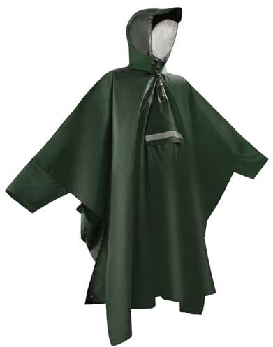 E EASTSTORM Poncho Pluie Imperméable, Unisexe Poncho Pluie Réutilisable, 3-en-1 Multi-Fonctionnel Adulte l'Extérieur Poncho, Taille Unique pour Camping Randonnée Vélo Pêche Voyage