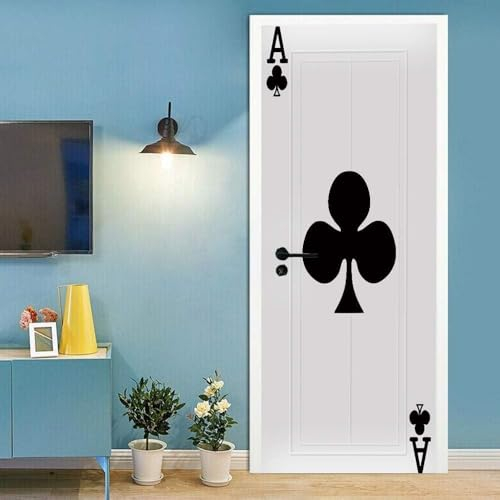 Türtapete Selbstklebend 77x200 Kartenspielen Türaufkleber 3D Türposter Weiß Fototapete Türfolie Türklebefolie Wasserdichte für Türwand Dekoration Tapete a407