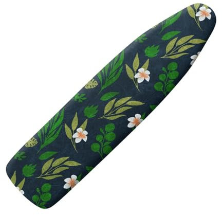 Treer 3D Housse Table à Repasser, Housse Planche à Repasser avec Bord Élastique Réglable, pour 132-139cm x 33-40cm Planche a Repasser, Résistante Aux Brûlures et Aux Taches (Pluméria)