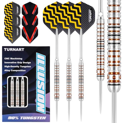 Dartpilar metallspets 90 % volfram 3 stycken 22,24,26 gram professionell volfram-ståltip-dartset, professionella stålpilar med metallspetsar med flights, skaft (orangefärger, 24 g)