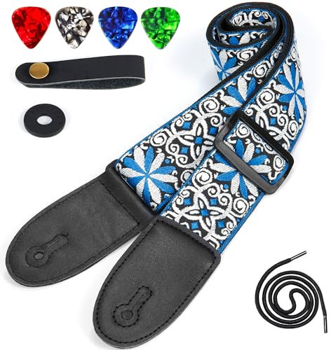 WOGOD Gitarrengurt, Weißer Jacquard, L