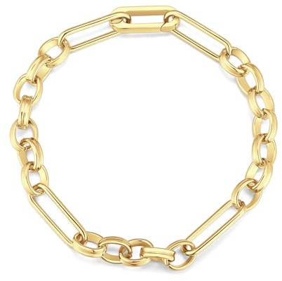 MARLION JEWELS Pulsera de mujer original con eslabones combinados. Pulsera de acero quirúrgico bañada en oro/plata para mujer, niña ideal para regalo del día de la madre, cumpleaños, aniversario.