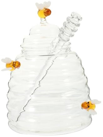 OFFSCH Transparentes Glas Honigtopf Mit Rührstab Hochwertiger Honigspender Für Küche Vorratsglas Zur Honigaufbewahrung Langlebiger Honigtopf Für Frische Lebensmittel Praktisches Honigglas
