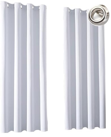 LIJIAO Verdunklungsvorhänge Gardinen mit Ösen H75 x B150 cm Thermo Vorhang Gegen Kälte Und Hitze Schöner Weicher Verdunklungsvorhänge 2Er Set für Büros Wohnzimmer Schlafzimmer, Weiß