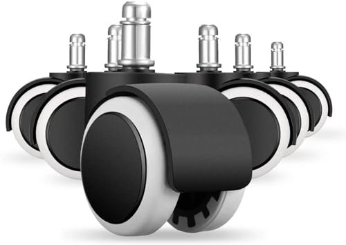 Heavy Duty Swivel Castors Set for Furniture 6 Pcs Office Chair Replacement Wheels with Mute Hard Floor Casters Office Chair Castors for Smooth Mobility