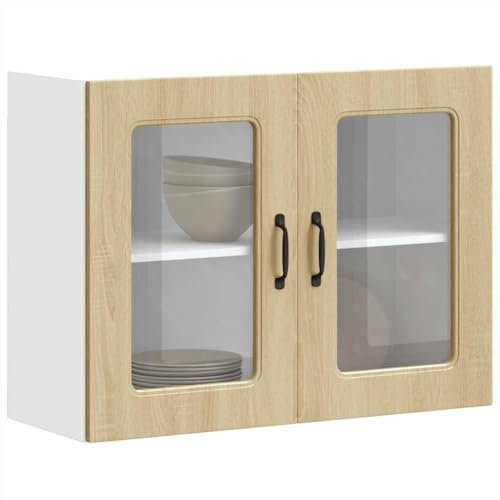Xichuzi Küchen-Hängeschrank mit Glastür Sonoma-Eiche Holzwerkstoff, Hängeschrank Küche, Küchenschrank, Wall Cabinet, Oberschrank - 853610