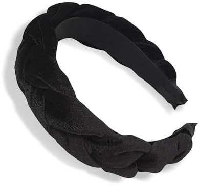 Yuannee Samt Haarreif,Geflochten Stirnband Vintage Haarreifen Stirnbänder Kopfband Elastische Criss Cross Haarbänder Schwarz Mode Stirnbänder für Damen und Mädchen