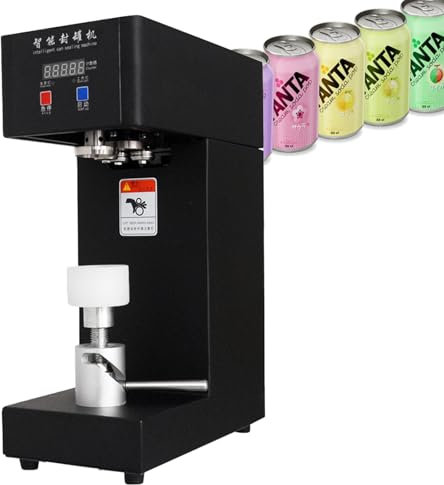 Can Sealing Machine Semi Automatic 180W Can Seamer Can Sealer with Smart Counter Tin Can Sealer Bottle Can Capping for Milk Tea Coffee Pop Cans,Black