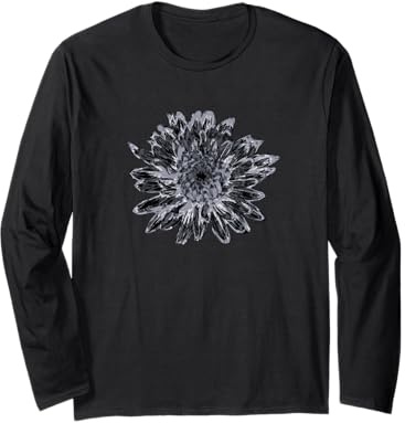 Fleur de dahlia noire et grise Manche Longue