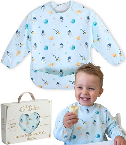 Babero Con Mangas Impermeable Bebé 6 a 36 Meses 3 Años Baberos para Comer
