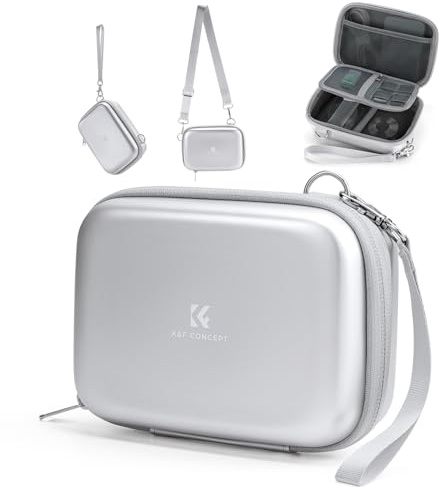 K&F CONCEPT Custodia per fotocamere compatte, Borsa per macchina fotografica reflex digitale impermeabile Guscio rigido antiurto protettiva piccola con 2 cinturino-argenteo