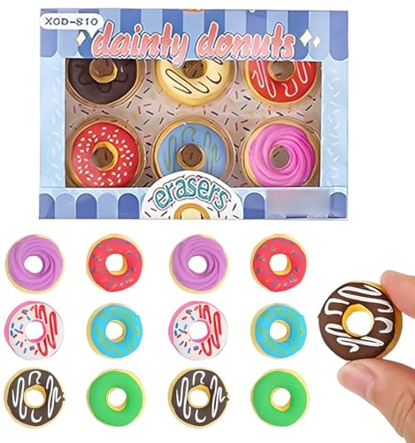 12 Pièces Gomme, Mini Gommes, Gommes à Crayon, Gommes Novelties pour Fournitures Scolaires/Récompenses pour Enfants/Fête, Emballage de Style Cadeau Coloré,Gomme Enfant