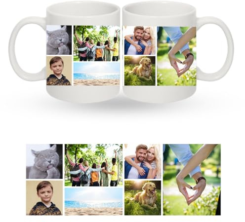 PrintWink Personalised Photo Mug | Custom Coffee Cup | 11 Oz Cup with Photo Collage | Personalised Gifts for Best Friend, Women, Dad Birthday, Wedding and Anniversary | 7 Photos