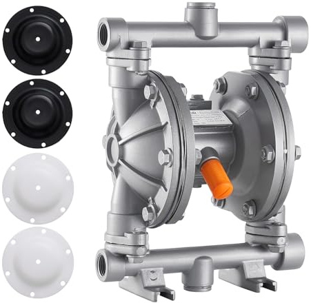 VEVOR Pompa Pneumatica a Doppia Membrana 25 L/min Prevalenza max. 68,88 m, Pompa Pneumatica per Trasferimento di Olio max. 100 PSI, Lega di Alluminio, per Gasolio, Cherosene