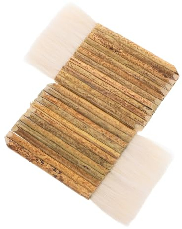 PRETYZOOM 2pcs Bamboo Hake Brushes Soft Bristle Paint Brush with Rectangular Handle for Pottery Watercolor Acrylic Painting Crafts Decoupage and Varnish Decorating