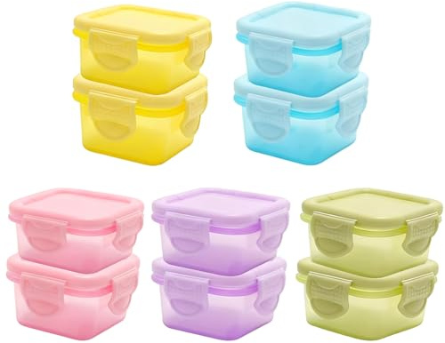 WZHHDM Recipientes de alimentos con tapas, juego de 10 recipientes herméticos para almacenamiento de alimentos, recipientes reutilizables a prueba de fugas, caja pequeña con tapas y anillo de sellado