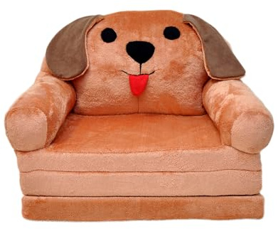 nana shop Poltrona per bambini, mini poltrona pieghevole 2 in 1, comoda poltrona in peluche con materasso, divano letto per cameretta (Cane)