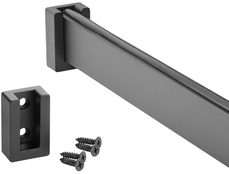 SOTECH Schrankstange schwarz matt eloxiert 1000 mm 30 x 12 mm Aluminium | mit Gummiauflage - Rutsch- und Kratzschutz Kleiderstange mit Seitenlager - Moderne Eleganz für Garderobe und den Caravan
