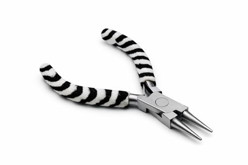 3.5-Inch Round Nose Pliers with Zebra Foam Grips, Stainless Steel Mini Jewellery and Hobby Crafts Tool