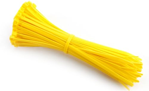 Small Yellow Cable Ties 100mm x 2.5mm, 100 Pack Mini Zip Ties, Coloured Nylon Tie Wraps for Cable Management, Colour Coding & DIY