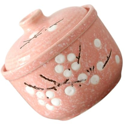 MAGICLULU Bol en Céramique pour Cuisson la Vapeur Rose avec Couvercle Vaisselle Résistante et Élégante pour Œufs en Cocotte et Desserts