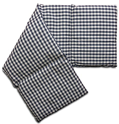 Cuscino bio con semi di farro bio, 60x20cm - 4 compartimenti -Tessuto bio blu e bianco a quadri - Cuscino riscaldabile per la schiena, il ventre e molto altro. Terapia caldo e freddo Cuscino termico