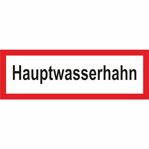 Indigos UG - Schild Hauptwasserhahn Hinweischild Brandschutz, 29,70x10,50 cm - Warnung - Sicherheit - Hotel, Firma, Haus - Aluverbundplatte 3mm - Hinweisschild - Warnschild