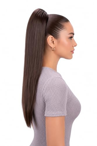 CAISHA 50cm Clip On Zopf Haarteil Haarverlängerung Braun H149