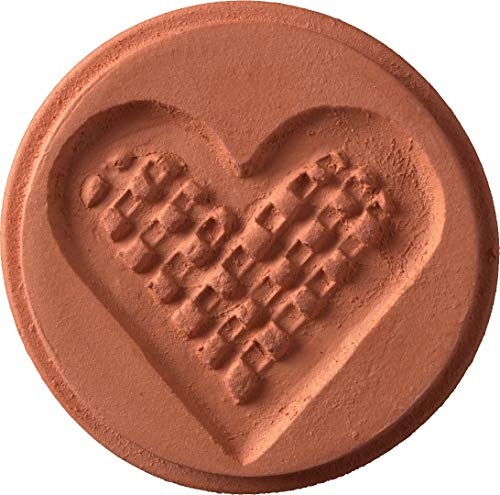 JBK Pottery Terra Cotta Cookie Stamps for Baking, Oven & Dishwasher Safe - Cookie Cutter, Molder, Stamper Press, Ideal for Cookies, Polvoron, Pastry, Shortbread, Butter Maker - Heart-Themed Designs