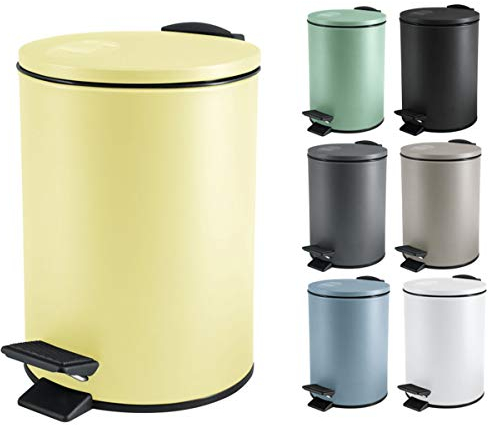 Spirella Kosmetikeimer 3 Liter Edelstahl mit Absenkautomatik und Inneneimer Adelar Badezimmer Mülleimer Softclose Abfalleimer gelb, Jaune, 3 litres