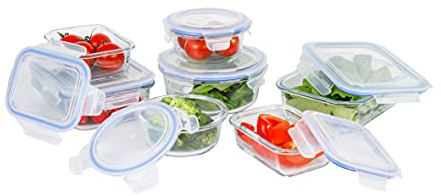 axentia Glas-Vorratsdosen Frischhaltedosen-Set, transparent, blau, 7-teilig