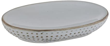 WENKO Portasapone Bellante, portasaponetta dal design originale, realizzato in ceramica di qualità con superficie smaltata e puntini, 13,4 x 2,5 x 9,5 cm, azzurro